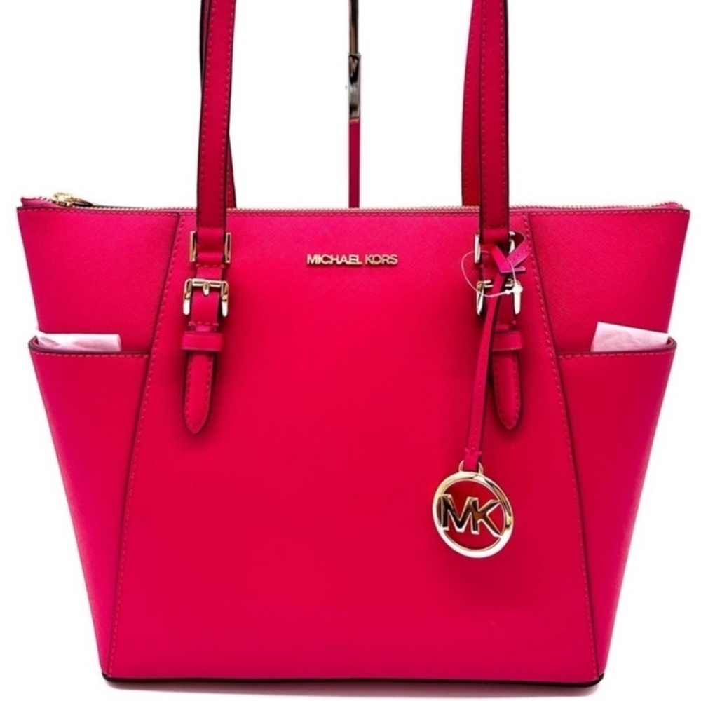Michael Kors Large Charlotte Tote Bag Electric Pink - Picture 1 of 12